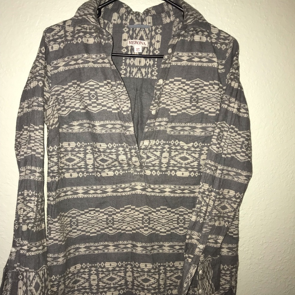 Merona Tribal Print button down